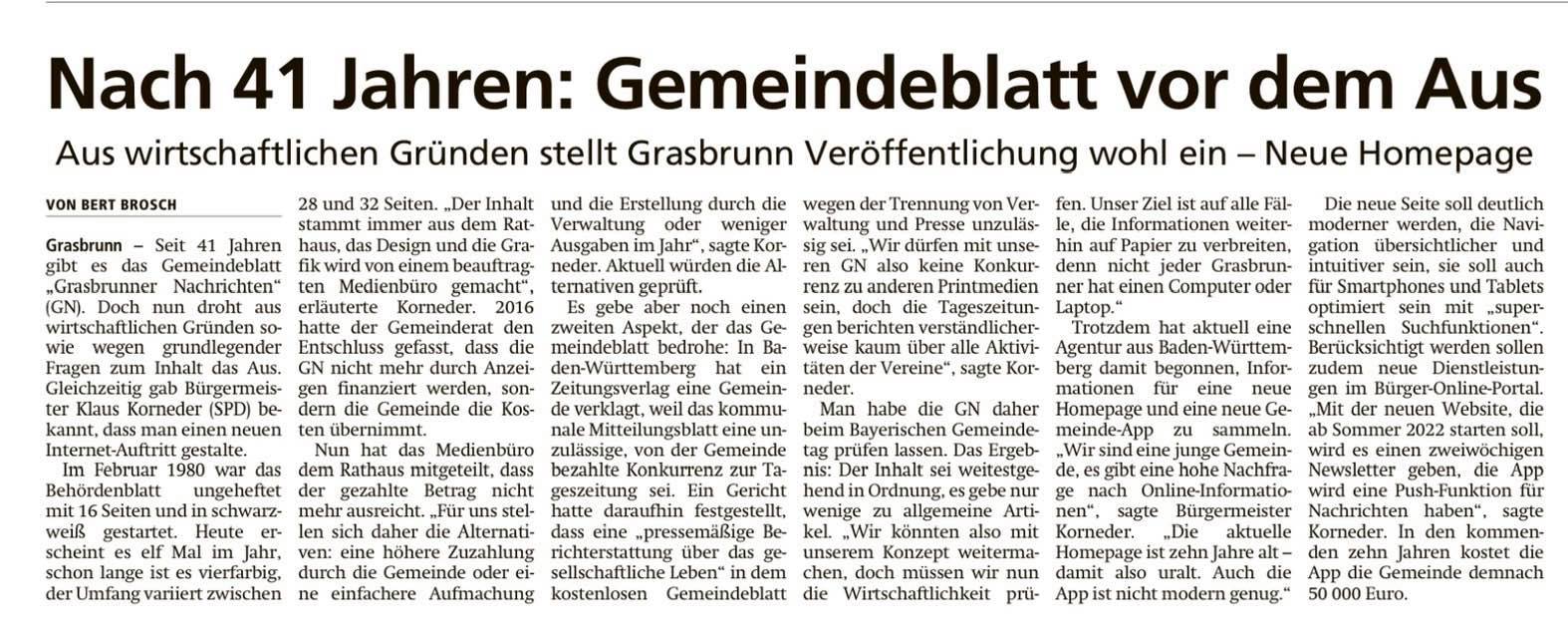 Merkur Artikel vom 25.10.2021