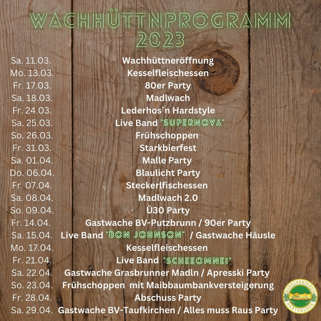 Wachütte 2023 Harthausen Programm