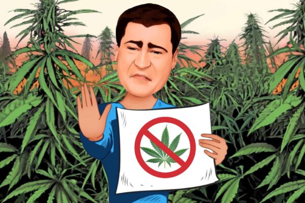Markus Söder mit "Kein Cannabis"-Plakat
