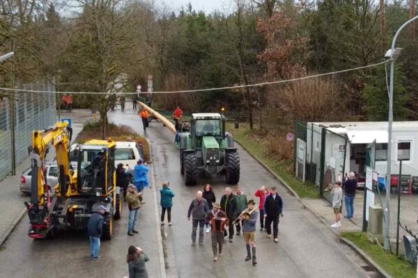 Maibaum in Neukeferloh angekommen