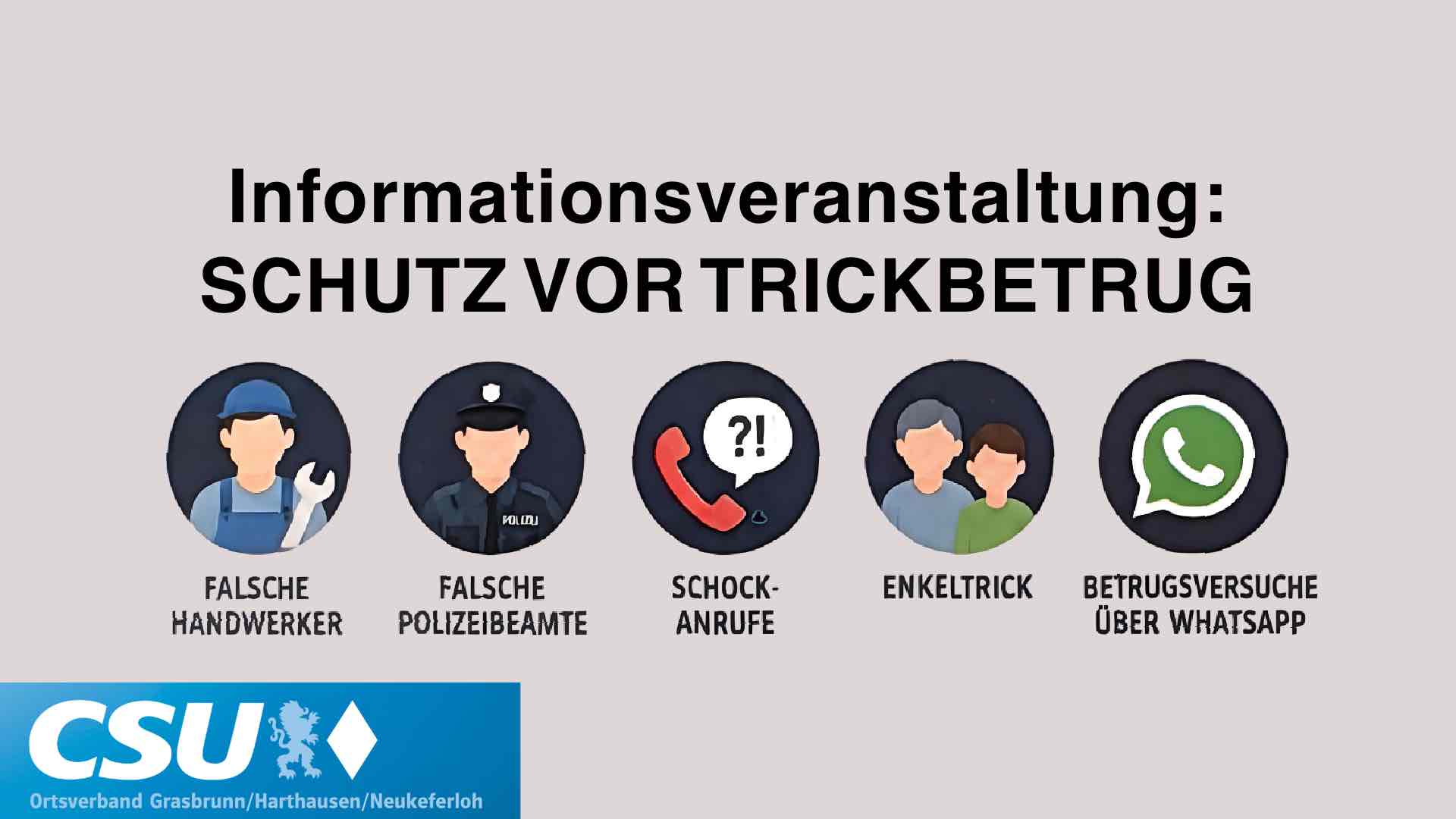 Schutz vor Trickbetrug: Vortrag im Bürgerhaus Harthausen